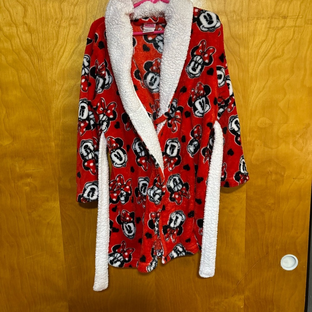 Disney Minnie Mouse Red Sherpa-Trim Kids Robe